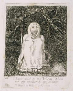 Robakowi powiedziałem, że jesteś moją matką i moją siostrą, płyta 17 z „Dla dzieci. Bramy raju”, 1793 autorstwa William Blake