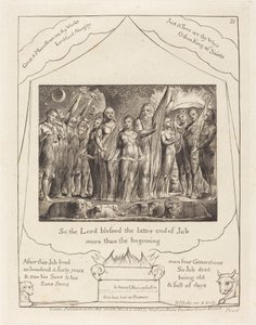Hiob i jego żona przywrócona do dobrobytu, 1825. autorstwa William Blake