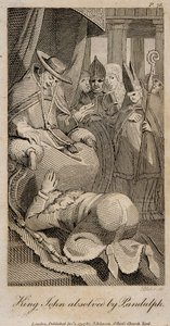 Król Jan rozgrzeszony przez Pandulpha po Henryku Fuseli, 1798 autorstwa William Blake