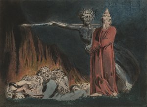 Lucyfer i papież w piekle, ok. 1794-96 autorstwa William Blake