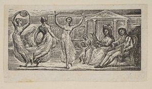 Menalcus ogląda taniec kobiet, z Pastorals of Virgil Thorntona, 1821. autorstwa William Blake