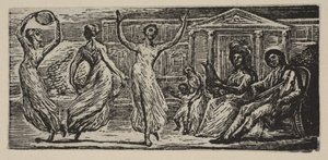 Menalcus ogląda taniec kobiet, z Thorntons Pastorals of Virgil, 1821. autorstwa William Blake