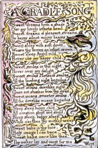P.124-1950.pt15 A Cradle Song: płyta 15 z Pieśni o niewinności i doświadczeniu (kopia R) c.1802-08 (akwaforta, tusz i akwarela) autorstwa William Blake
