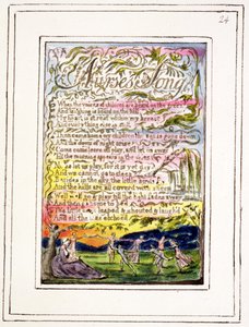 P.124-1950.pt24 Pieśń pielęgniarki: płyta 24 z Pieśni o niewinności i doświadczeniu (kopia R) c.1802-08 (akwaforta, tusz i wc) autorstwa William Blake