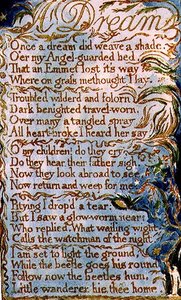 P.124-1950.pt26 Sen: płyta 26 z Pieśni o niewinności i doświadczeniu (kopia AA) c.1815-26 (akwaforta i akwarela) autorstwa William Blake