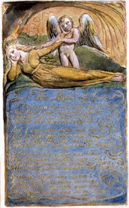 P.125-1950.pt41 Anioł: płyta 41 z Pieśni o niewinności i doświadczeniu (kopia AA) c.1815-26 (akwaforta, tusz i akwarela) autorstwa William Blake