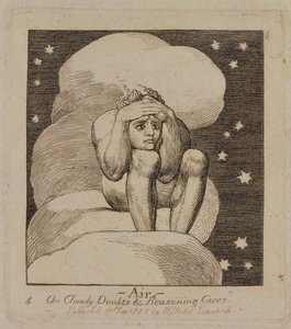 P.440-1985 Air, O chmurnych wątpliwościach i rozumowaniu trosk, płyta 4 „Bramy raju”, wyd. pierwszy. 17 maja 1793, 1818-25 (grafika kreskowa) autorstwa William Blake