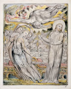 PD.18-1950 Chrystus odmawia przyjęcia uczty ofiarowanej przez szatana, z „Raju odzyskanego” Johna Miltona, ok.1816-18 (toaleta, pióro i atrament z płynem) autorstwa William Blake