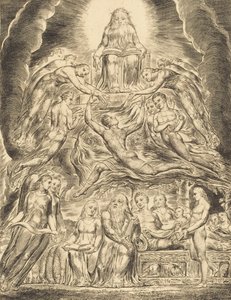 Szatan przed tronem Bożym, 1825. autorstwa William Blake