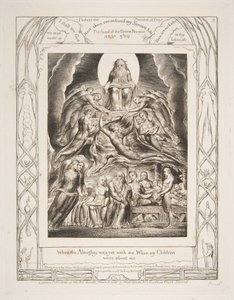 Szatan przed tronem Bożym, z ilustracji Księgi Hioba, 1825-26. autorstwa William Blake