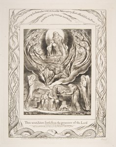 Szatan wychodzący z Obecności Pana, z ilustracji Księgi Hioba, 1825-26. autorstwa William Blake