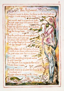 Argument, ilustracja i tekst z „Wesela Nieba i Piekła”, c.1790-3 (relief akwaforta wykończony piórem i wc) autorstwa William Blake