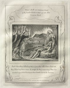 Księga Hioba: nr 7, A kiedy podnieśli oczy z daleka i nie znali go, podnieśli głos i płakali autorstwa William Blake