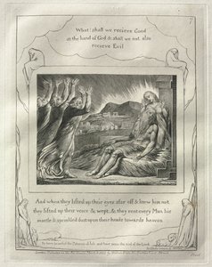 Księga Hioba: nr 7, A kiedy podnieśli oczy z daleka i nie znali go..., 1825. autorstwa William Blake