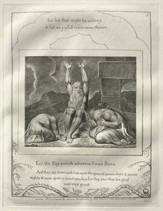Księga Hioba: nr 8, Niech zginie dzień, w którym się urodziłem autorstwa William Blake