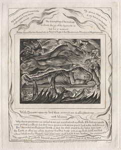Księga Hioba: Pl. 11, Sny na moim łóżku przerażasz mnie i przerażasz / wizjami autorstwa William Blake