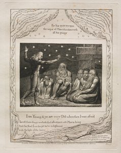 Księga Hioba: Pl. 12, jestem młody, a wy jesteście bardzo starzy, dlatego się bałem autorstwa William Blake