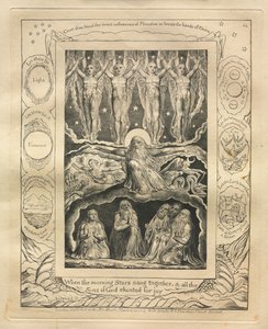 Księga Hioba: Pl. 14, Kiedy poranne gwiazdy śpiewały razem, a wszyscy / Synowie Boży krzyczeli z radości autorstwa William Blake