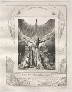 Księga Hioba: Pl. 18 A mój sługa Job będzie się za ciebie modlił autorstwa William Blake