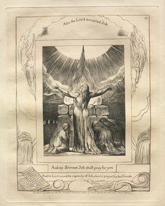 Księga Hioba: Pl. 18, A mój sługa Job będzie się za ciebie modlił, 1825. autorstwa William Blake
