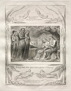 Księga Hioba: Pl. 19, Każdy też dał mu kawałek Pieniędzy autorstwa William Blake