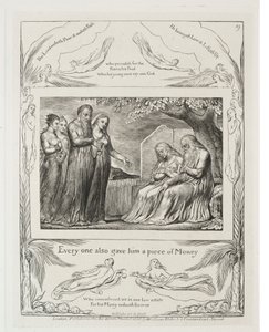 Księga Hioba: Pl. 19, Każdy też dał mu kawałek pieniędzy, 1825. autorstwa William Blake