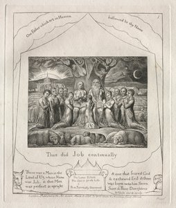 Księga Hioba: Pl. 1, Tak czynił Hiob ustawicznie, 1825. autorstwa William Blake
