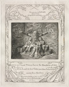 Księga Hioba: Pl. 20, Nie znaleziono kobiet sprawiedliwych jak Córki Hioba, 1825. autorstwa William Blake