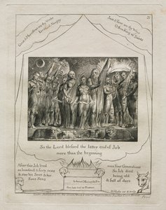 Księga Hioba: Pl. 21, Tak więc Pan pobłogosławił koniec Hioba / więcej niż początek autorstwa William Blake