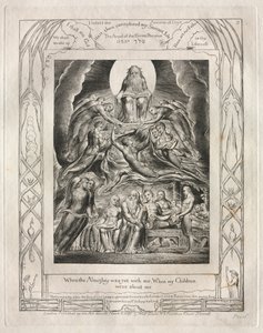 Księga Hioba: Pl. 2, Kiedy Wszechmogący był jeszcze ze mną, Kiedy moje dzieci..., 1825. autorstwa William Blake