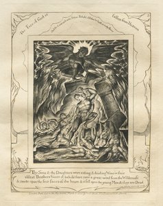 Księga Hioba: Pl. 3, Twoi synowie i twoje córki jedli i pili wino..., 1825. autorstwa William Blake