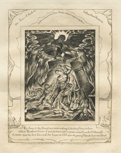 Księga Hioba: Pl. 3, Twoi Synowie i Twoje Córki jedli i pili Wino w swoim / najstarszym domu Braci autorstwa William Blake
