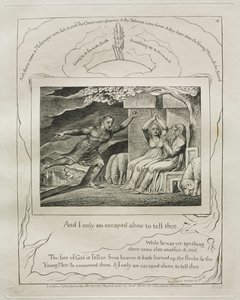Księga Hioba: Pl. 4, I tylko uciekłem sam, aby ci powiedzieć autorstwa William Blake