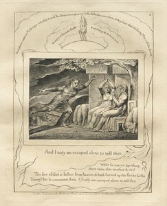 Księga Hioba: Pl. 4, I tylko uciekłem sam, aby ci powiedzieć autorstwa William Blake