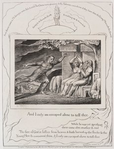 Księga Hioba: Pl. 4, a ja tylko uciekłem sam, aby ci powiedzieć autorstwa William Blake