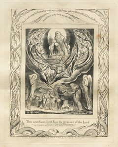 Księga Hioba: Pl. 5, Wtedy szatan wyszedł z obecności Pana, 1825. autorstwa William Blake