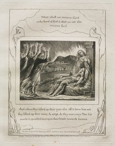 Księga Hioba: Pl. 7 A kiedy podnieśli oczy z daleka i nie znali go / podnieśli głos i płakali autorstwa William Blake