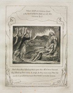 Księga Hioba: Pl. 7, A kiedy podnieśli oczy z daleka i nie znali go..., 1825. autorstwa William Blake