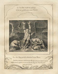 Księga Hioba: Pl. 8, Niech zginie dzień, w którym się urodziłem, 1825. autorstwa William Blake