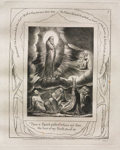 Księga Hioba: Pl. 9 Wtedy Duch przeszedł przed moją twarzą / włosy z mego ciała zjeżyły się autorstwa William Blake