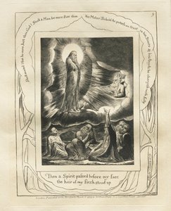Księga Hioba: Pl. 9, Potem Duch przeszedł przed moją twarzą, włosy na moim ciele stanęły, 1825. autorstwa William Blake