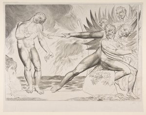 Krąg skorumpowanych urzędników: diabły dręczące Ciampolo, z Dantes Infer..., ca. 1825-27. autorstwa William Blake