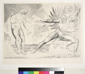 Krąg skorumpowanych urzędników: Diabły dręczące Ciampolo, Inferno, Canto XXII, ilustracja do "Boskiej komedii" Dantego Alighieri autorstwa William Blake