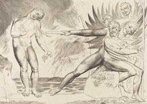 Krąg skorumpowanych urzędników, diabły dręczące Ciampolo, 1827. autorstwa William Blake