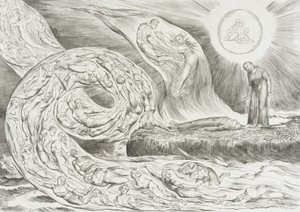 Krąg lubieżników: Paolo i Francesca autorstwa William Blake