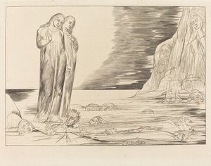 Krąg Zdrajców; Stopa Dantego uderzająca Bocca degli Abbate autorstwa William Blake