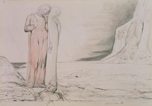Krąg zdrajców, ilustracja z Canto 32 „Piekło” z „Boskiej komedii” Dantego Alighieri (1265-1321) (pióro i atrament, ołówek, akwarela na papierze) autorstwa William Blake