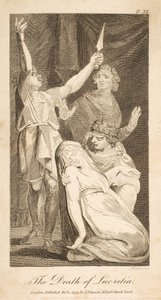 Śmierć Lukrecji, z Nowej i bezstronnej historii rzymskiej Allena, wyd. 1797 (grawerowanie) autorstwa William Blake