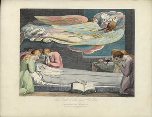 Śmierć starego dobrego człowieka, ilustracja z „Grób” Roberta Blaira, sztych. Louis Schiavonetti autorstwa William Blake