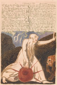 Pierwsza Księga Urizena, tablica 20, „O górach porzuconych przez życie…” (Bentleya 23) autorstwa William Blake